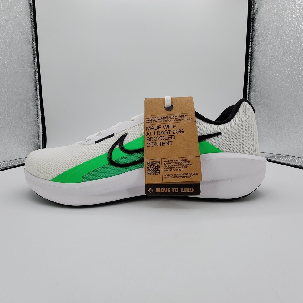 Nike Downshifter 13 Running Shoes Mens 10.5 White Green Shock Sneaker NEW in Box - Picture 2 of 10